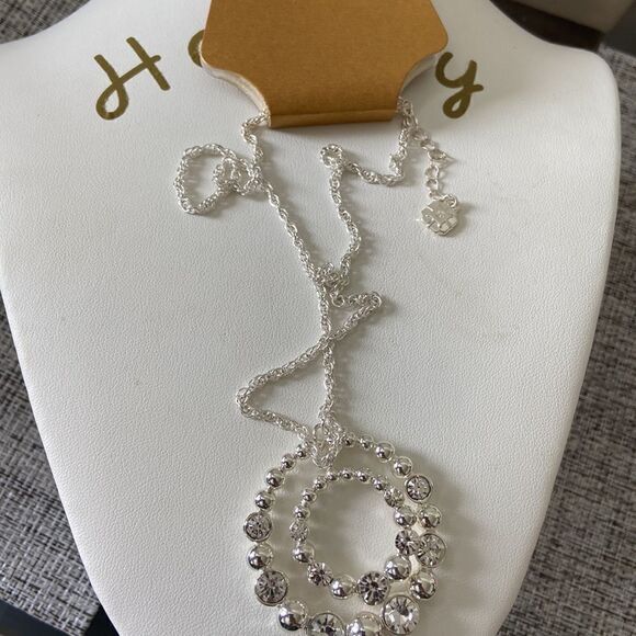 Monet Necklace NWT silver rhinestone Solar Eclipse design - Picture 1 of 8
